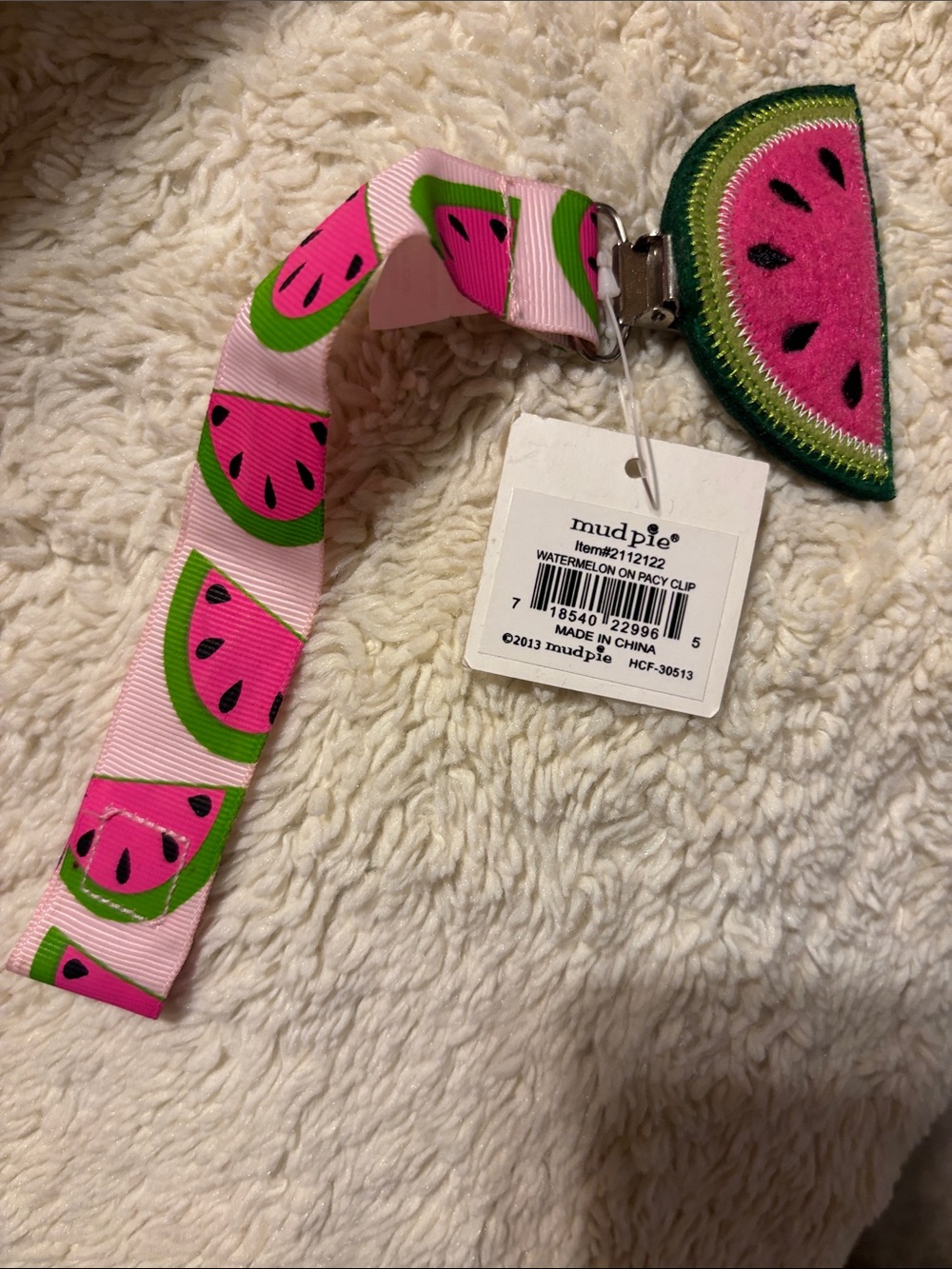 Mud Pie Pink & Green Watermelon Pacifier Clip